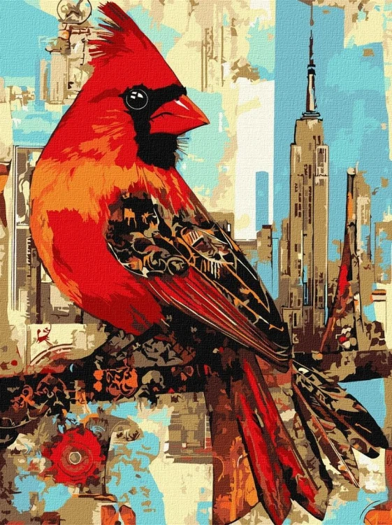 Malowanie po numerach - Miejski ptaszek 30x40cm