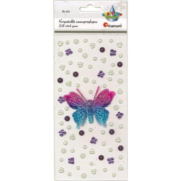 Kryształki samoprzylepne motyl 3D 75x60mm 82szt