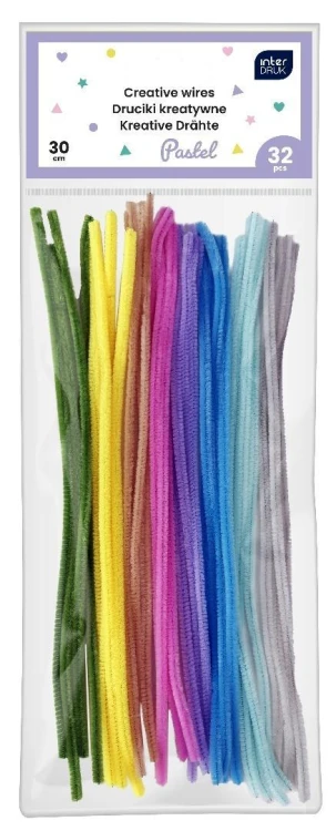 Druciki kreatywne 30cm pastel 32szt, INTERDRUK