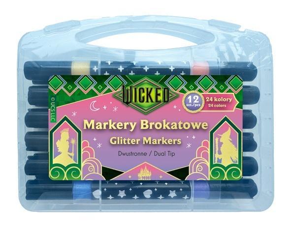 Markery brokatowe dwustronne 12szt Wicked