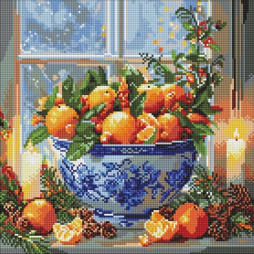 Diamentowa mozaika - Cytrusy w wazonie 40x40cm