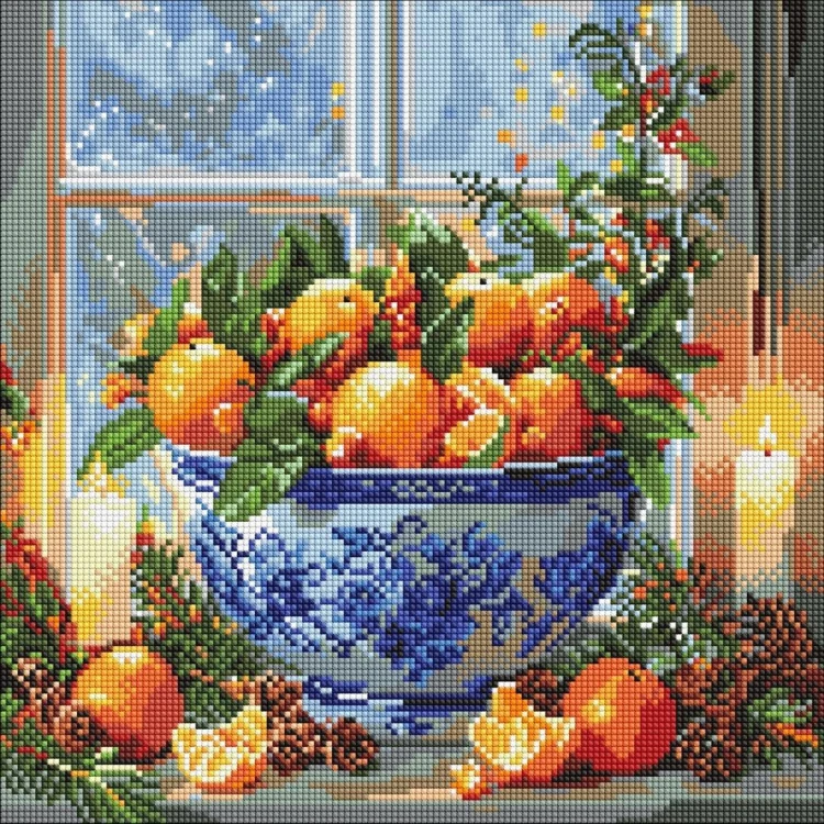 Diamentowa mozaika - Cytrusy w wazonie 40x40cm