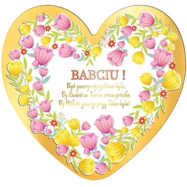 Laurka dwustronna Serce Babcia - Magiczne kwiaty