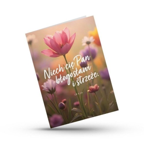 Kartka składana - Niech Cię Pan - tulipan
