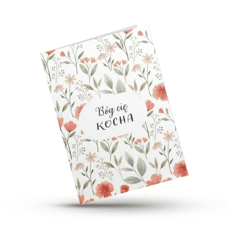 Kartka składana - Bóg Cię kocha - kwiaty