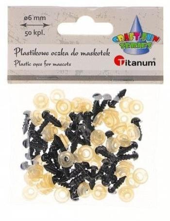 Oczy do maskotek plastikowe 6mm z mocowaniem 50szt