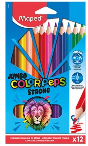 Kredki Colorpeps Strong Jumbo 12 kolorów, Maped