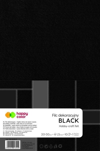 Filc dekoracyjny czarny 10szt HAPPY COLOR, GDD