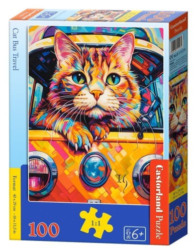 Puzzle 100 Cat Bus Travel CASTOR, Castorland