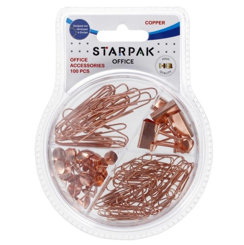 Akcesoria biurowe miedziane 100szt, STARPAK