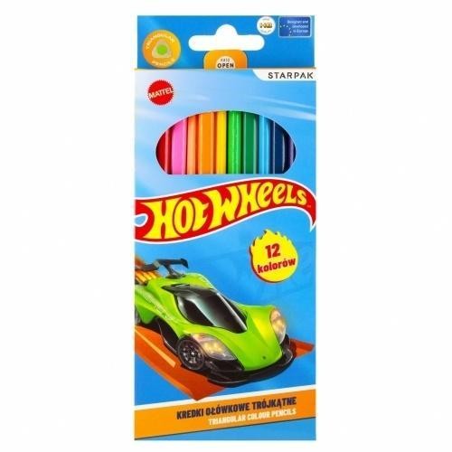 Kredki ołówkowe 12 kolorów Hot Wheels, STARPAK