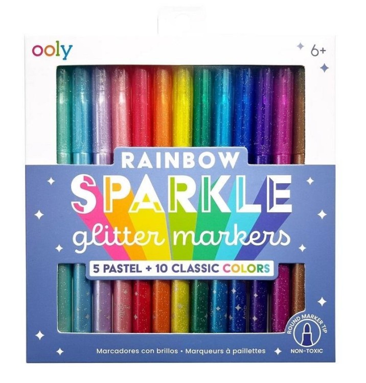 Flamastry brokatowe Rainbow Sparkle 15szt, ooly