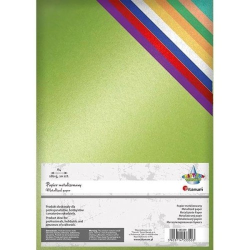 Papier metalizowany A4 10 kolorów 180g, Titanum