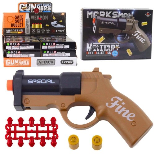 Pistolet na naboje czarno-brązowy 13,5cm, Leantoys