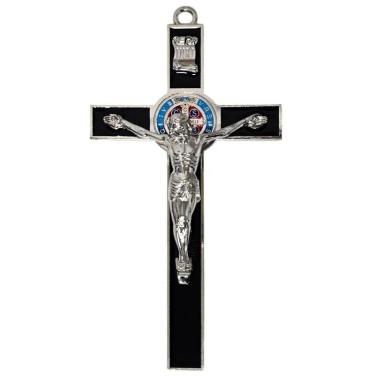 Krzyż czarny metalowy Benedykta 30cm