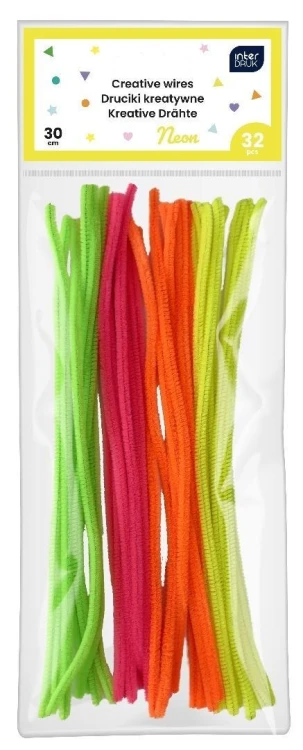 Druciki kreatywne neonowe 30cm 32szt, INTERDRUK