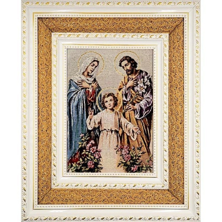 Obraz Haftowany Święta Rodzina podwójna rama 38x32