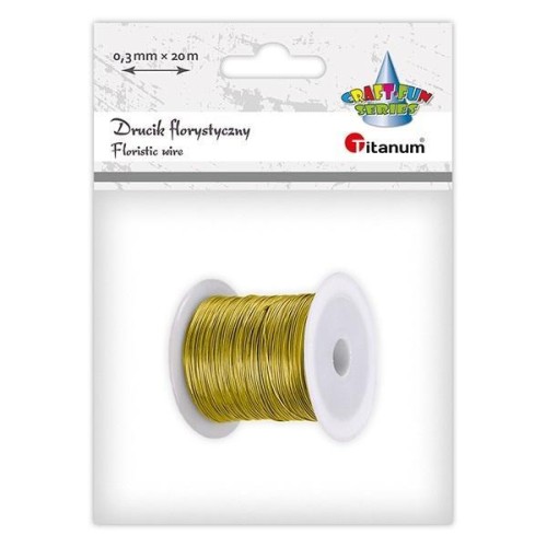 Drucik florystyczny 0,3mm 20m złoty, Titanum