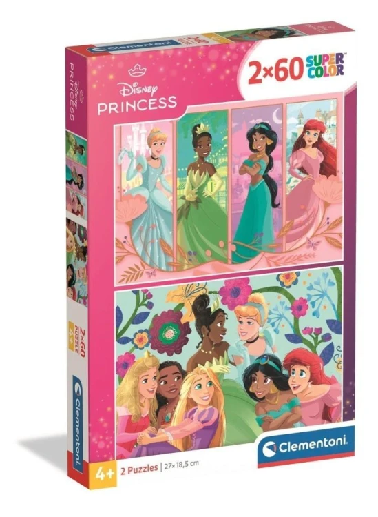 Puzzle 2x60 Super Kolor Princess, Clementoni