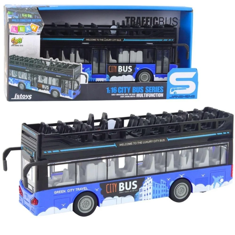Autobus miejski piętrowy napęd światło dżwięk 1:16