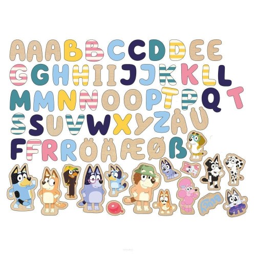 Literki i obrazki drewniane magnetyczne Bluey