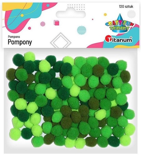 Pompony poliestrowe 10mm zielone 120szt., Titanum