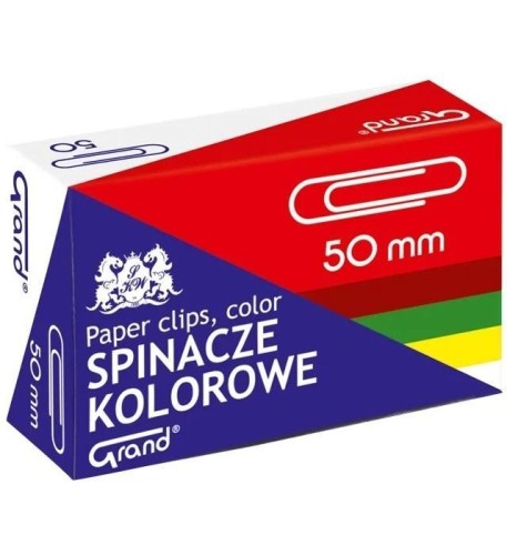 Spinacze kolor 50mm 50szt GRAND, Grand