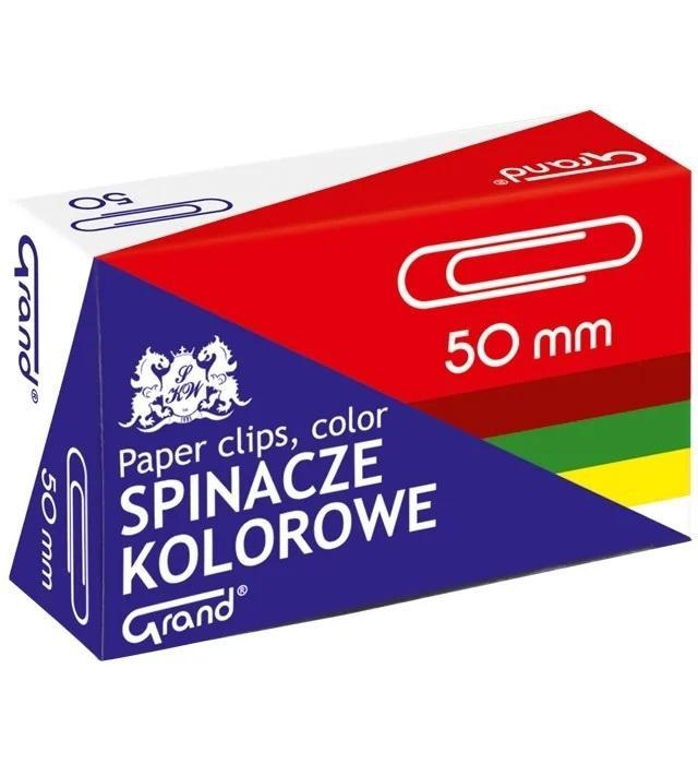 Spinacze kolor 50mm 50szt GRAND, Grand