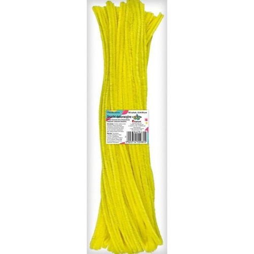 Druciki dekoracyjne 0,6x30cm fluo żółte 50szt