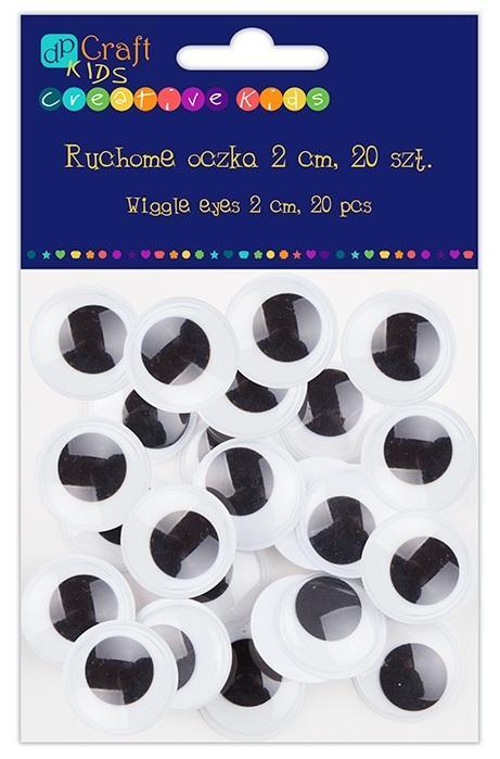 Samoprzylepne ruchome oczka 2cm 20szt, Dalprint