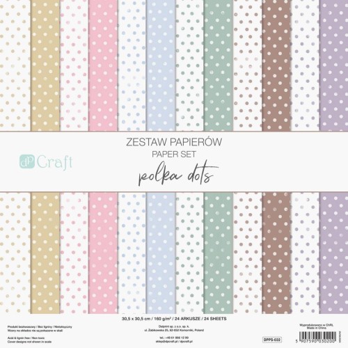 Zestaw papierów 30,5x30,5 polka dots 24 kartki