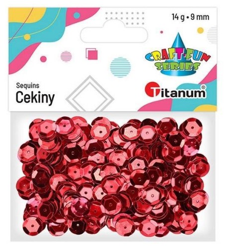 Cekiny 9mm okrągłe metaliczne czerwone, Titanum