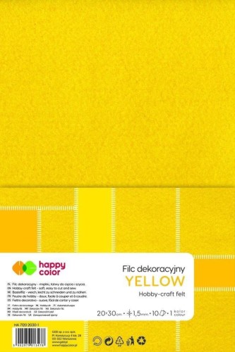 Filc dekoracyjny żółty 10szt HAPPY COLOR, GDD