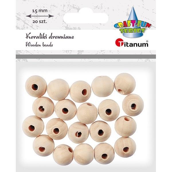 Koraliki drewniane okrągłe 20szt, Titanum