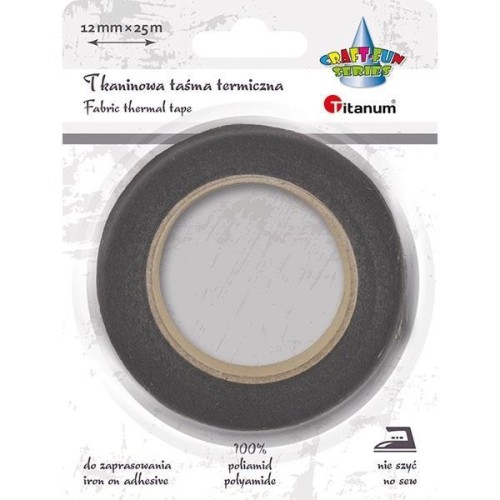 Taśma termiczna tkaninowa 12mm 25m czarna, Titanum