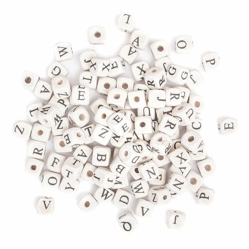 Koraliki drewniane litery 100szt, Dalprint