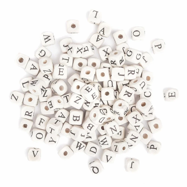Koraliki drewniane litery 100szt, Dalprint