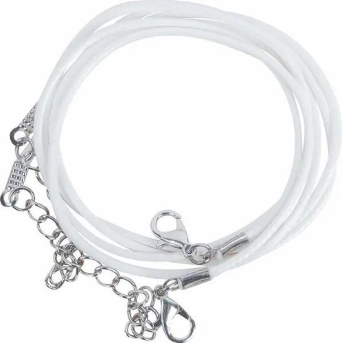 Sznurek do naszyjników z zapięciem biały 2szt