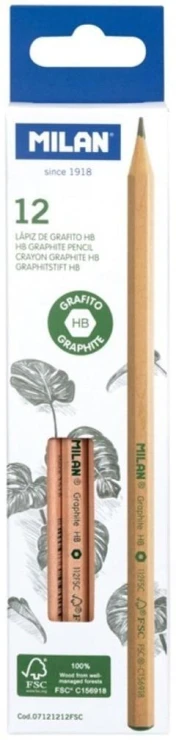 Ołówek sześciokątny HB Natural (12szt) MILAN