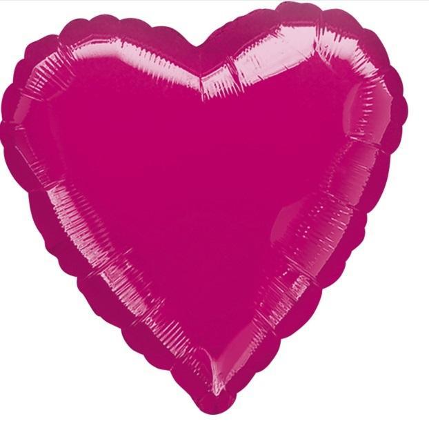 Balon foliowy metalik fuksja serce 43cm