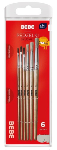 Pędzelki drewniane 6szt BB Kids, INTERDRUK