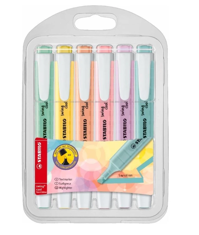 Zakreślacz SwingCool etui 6 kolorów Pastel STABILO