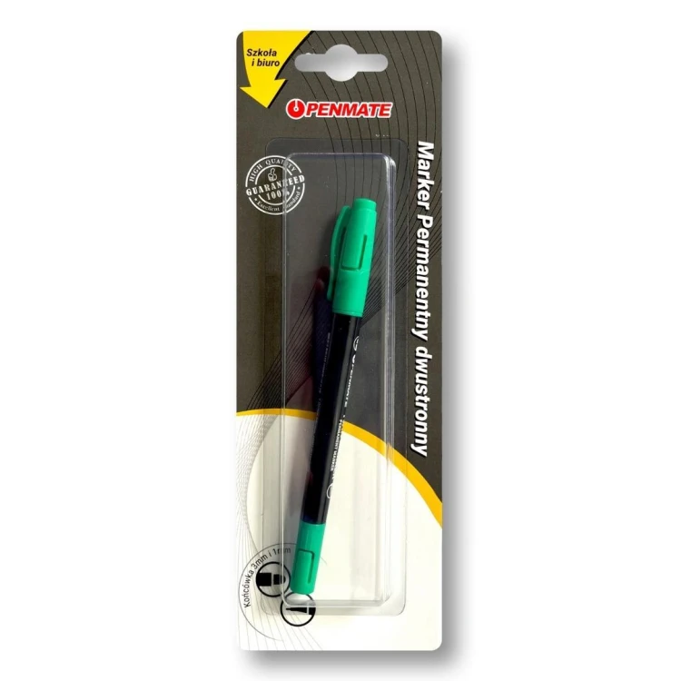 Marker permanentny dwustronny zielony PENMATE