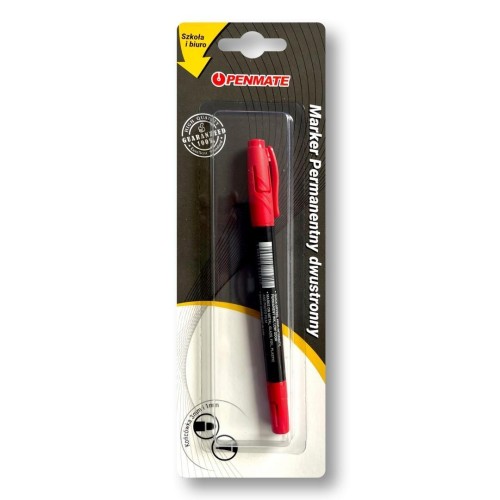 Marker permanentny dwustronny czerwony PENMATE