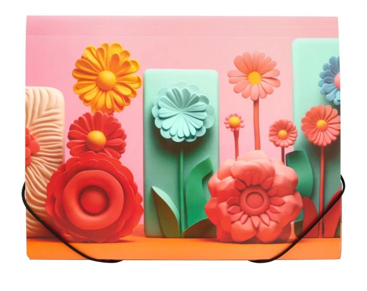 Teczka A4 PP na gumkę z nadrukiem Modern Flowers