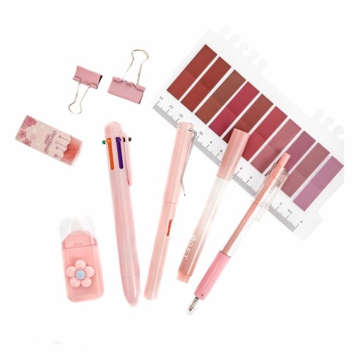 Zestaw szkolno biurowy pastel pink 9el