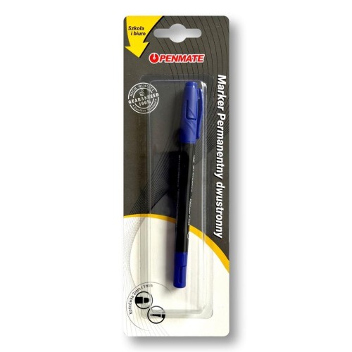 Marker permanentny dwustronny niebieski PENMATE