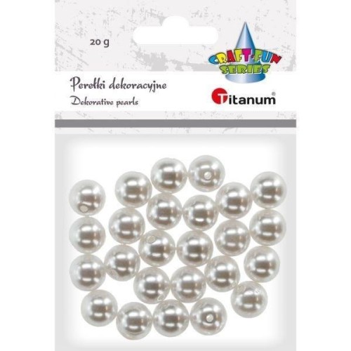 Koraliki plastikowe perełki białe 20g, Titanum