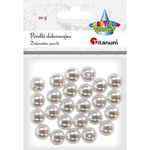 Koraliki plastikowe perełki białe 20g, Titanum
