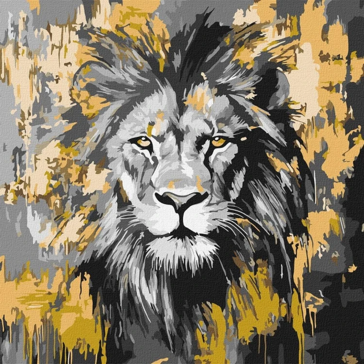 Malowanie po numerach - Złoty lew metal 40x40cm
